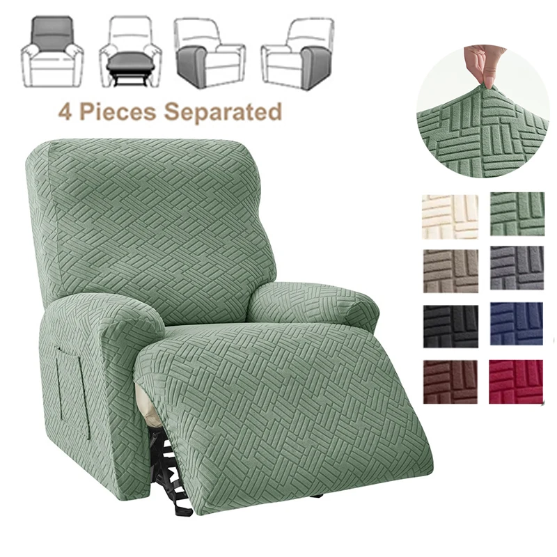 4 teile/satz Split Liege Sofa Abdeckung Jacquard Sessel Abdeckung Einfarbig Nicht-Slip Couch Schonbezug mit Lagerung Tasche für hause