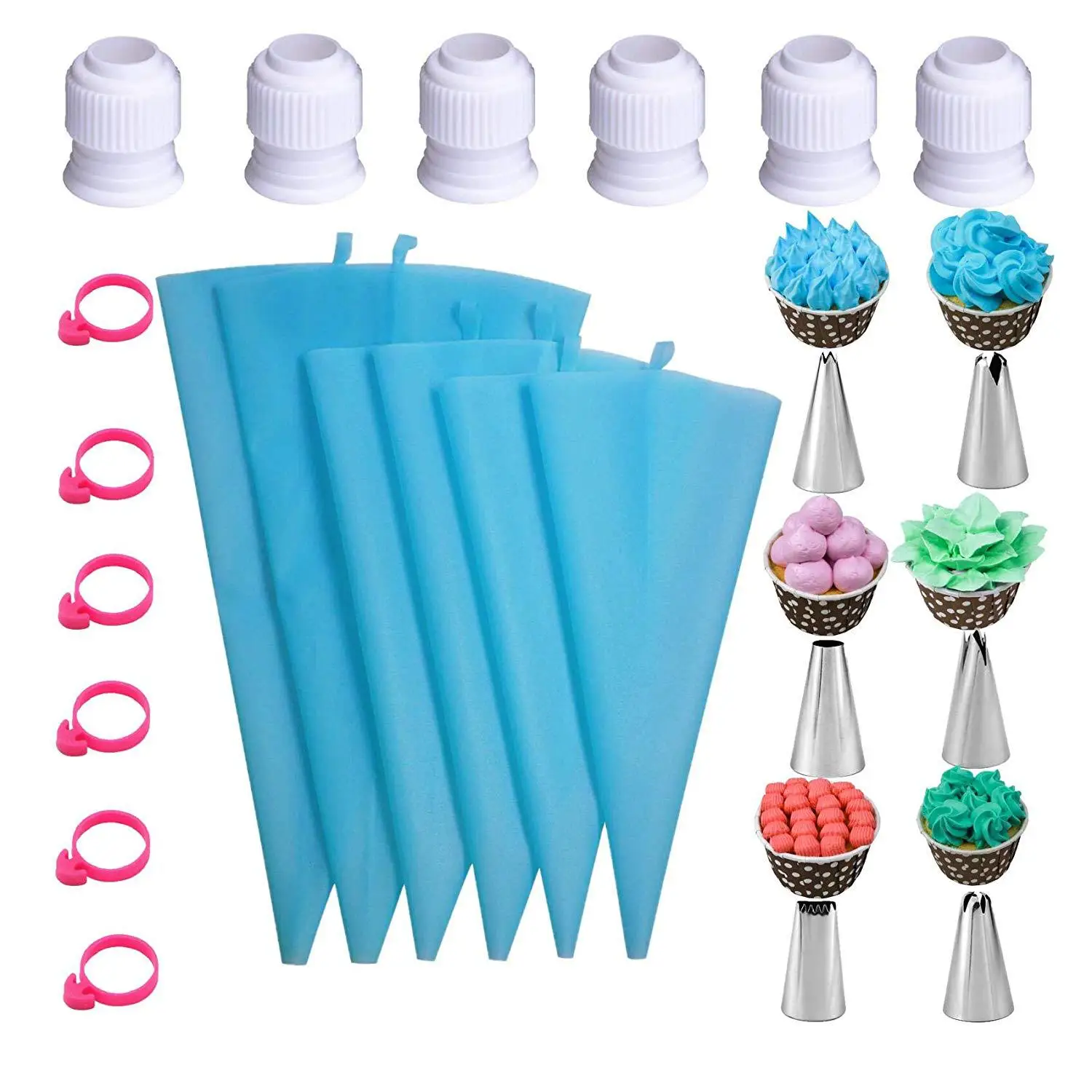 24Pcs/Set Pastry Bag Set Cake Piping Tip TPU Piping Bag Silicone Tie Cake Decoration Accessories Silicone Mold For Pastry Mold