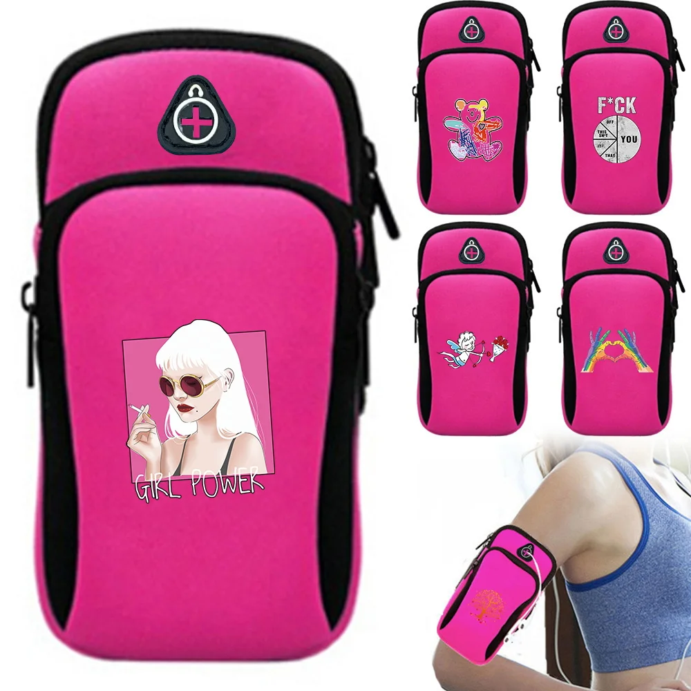 Color Pattern Portable Adjustable Zipper Arm Band Bags Fashion Sports Running Bag Sundries Storage Bag Cycling Gym Phone Bags