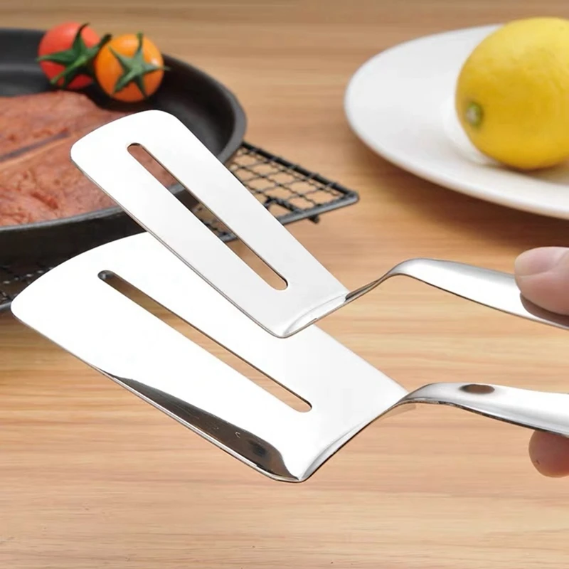Clip de pala de doble cara de acero inoxidable, pinzas de cocina con espátula de acero inoxidable, abrazadera para parrilla, Clip para espátula volteadora