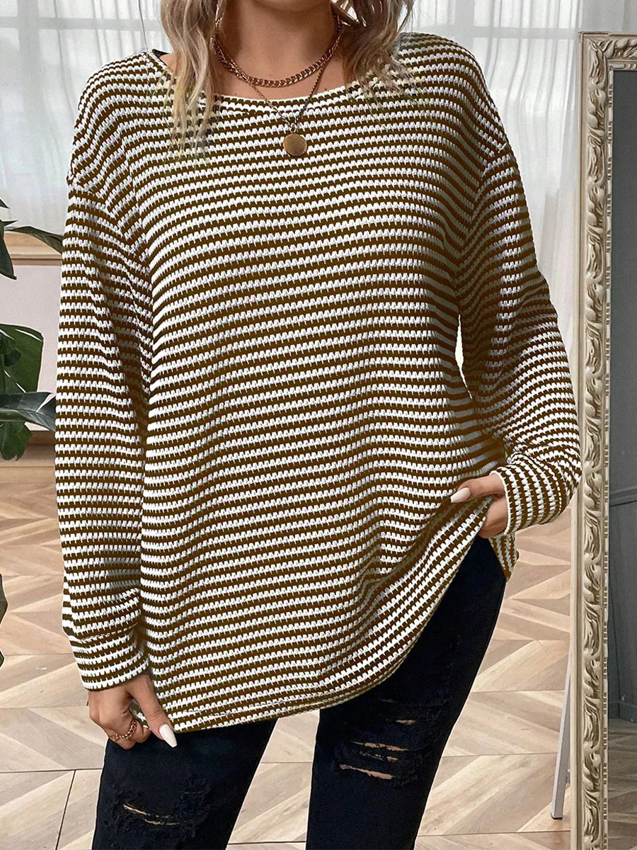 2024 Autumn and Winter Casual Loose Knitted Pullover Plus Size Shirt for Women