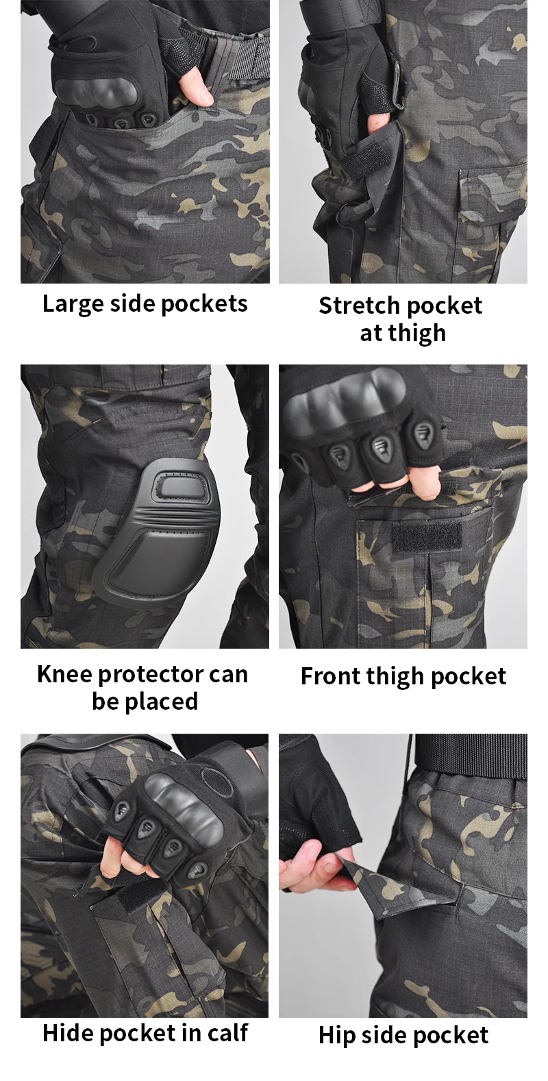 Taktische Uniform Militär Outdoor Camouflage Anzug Kampf Shirts Hosen Männer Angeln Training Airsoft Paintball Jagd Kleidung Sets – Detail 21