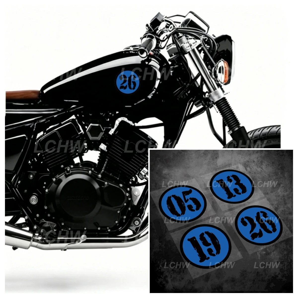 Blue Custom Racing Number 01-30 Round Stickers Bike Cycling Motorcycle Fuel Tank Side Body Bicycle Helmet Decal Tape Waterproof