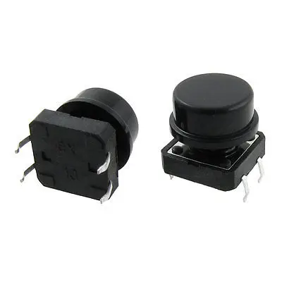 20 x Momentary Tactile Push Button Switch Non Lock 12 x 12mm x 12mm w Black Cap