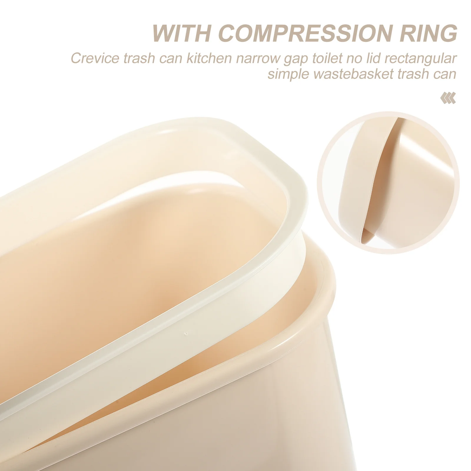 

Slim Trash Can with Pressing Ring Modern Minimalist Design for Bathroom Office Bedroom Kitchen Narrow Space Waste Container