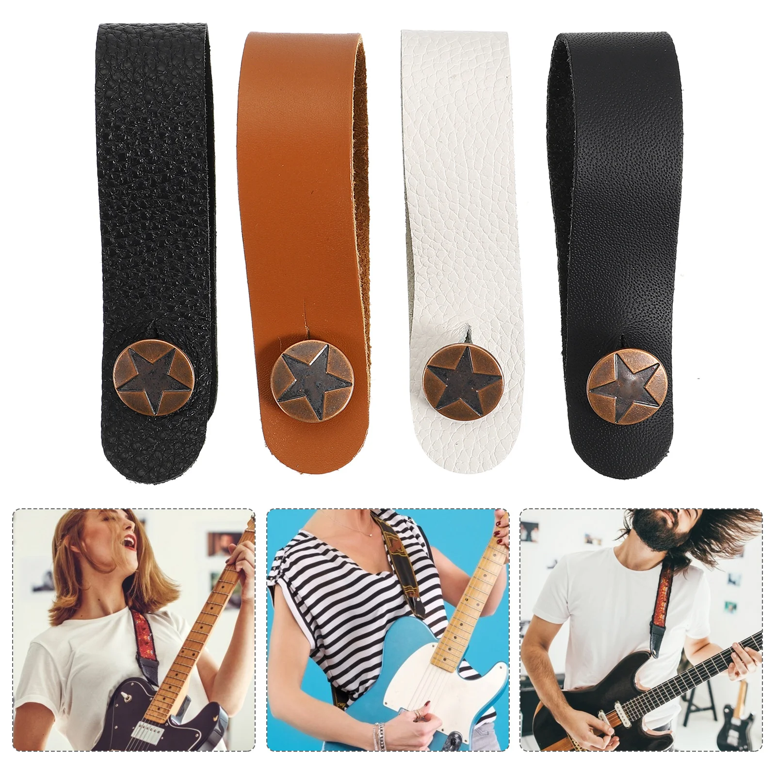 

4 Pcs Guitar Headband Neck Strip Bass Strap Locks Acoustic Button Secure Ukulele Accessory Locking Buttons Pin