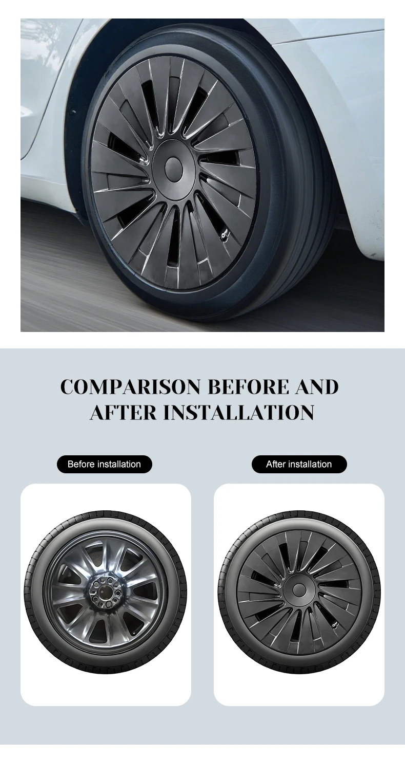 4er-Set Radkappen für Tesla Model Y 2026 Standard, 18 Zoll Blade-Style Radkappen, komplette Felgenabdeckung, Ersatz-Radkappen-Zubehör für Tesla – Detail 3