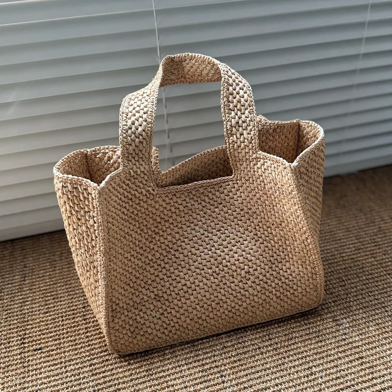 

Handwoven 100% Raffia Straw Bag for Women, Soft Woven Small Purse Handbag, Beach Tote Straw Bag for Summer Vacation