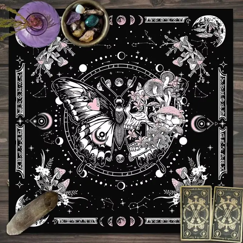 VIKAMA Tarot Tablecloth Lotus Flower Buddha Print Altar Cloth For Astrology Reading Divination Meditation Room Decor