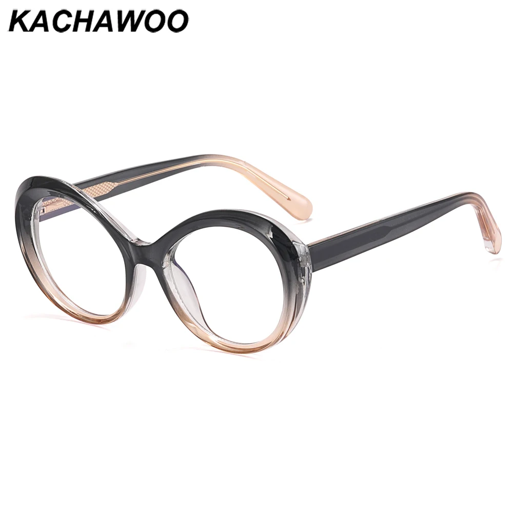 Kachawoo gafas de bloqueo de luz azul para mujer, montura de gafas redondas de acetato tr90 de estilo retro ovalado para decoración de mujer marrón