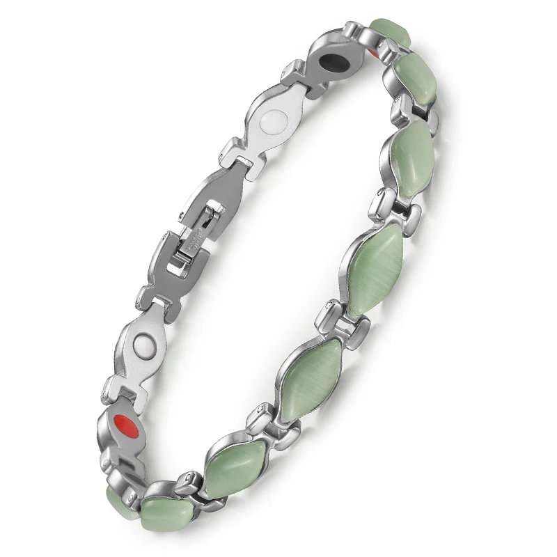 

Cat's Eye Magnetic Therapy Bracelet Women Stainless Steel Jewelry Anniversary Gift for Her, Party Wear Magnetic Healing Bracelet