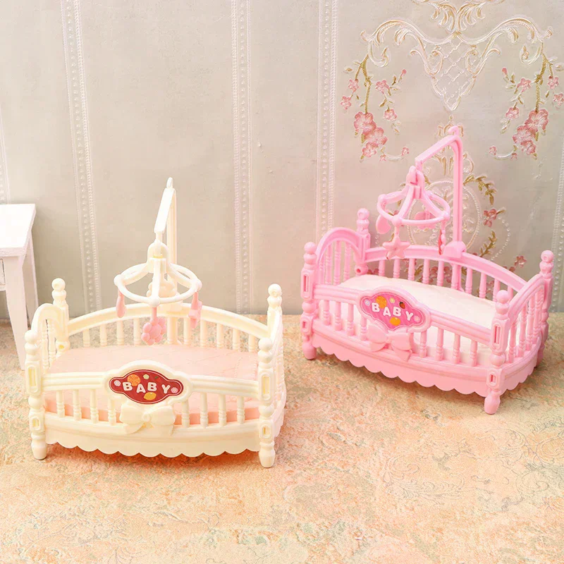 1/12 Dollhouse Simulation Mini Crib Baby Bed Model Bedroom Furniture Accessories For Dolls House Decoration Kids Toys Gift