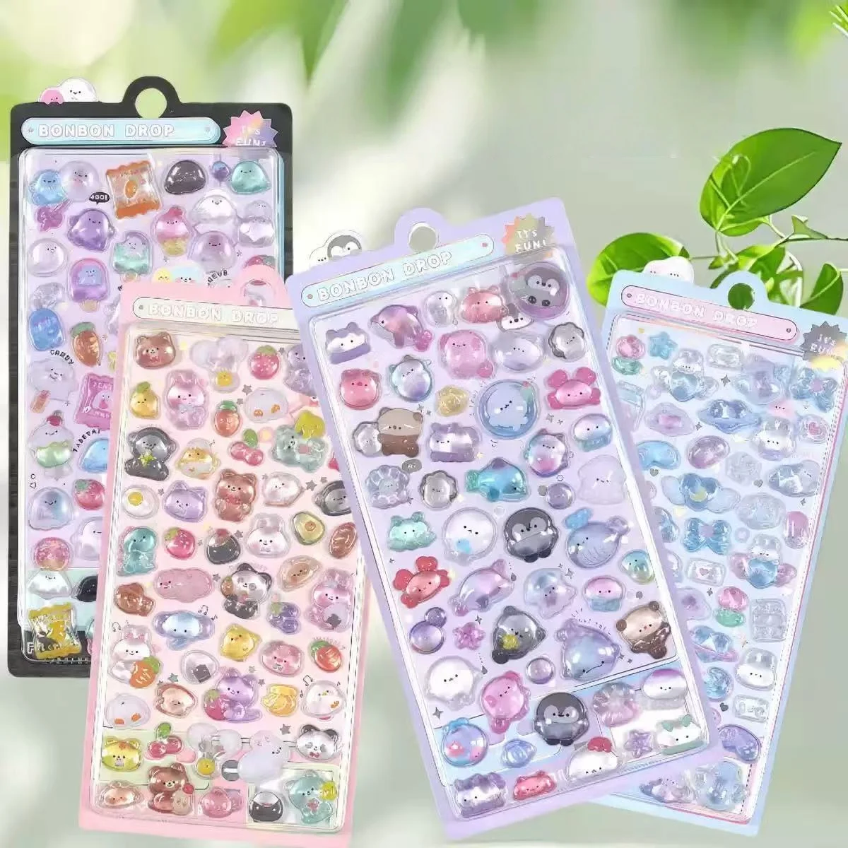Cute 3D Cartoon Animal Crystal Stickers Transparent Relief Decals Fun Phone Case Decor Stickers