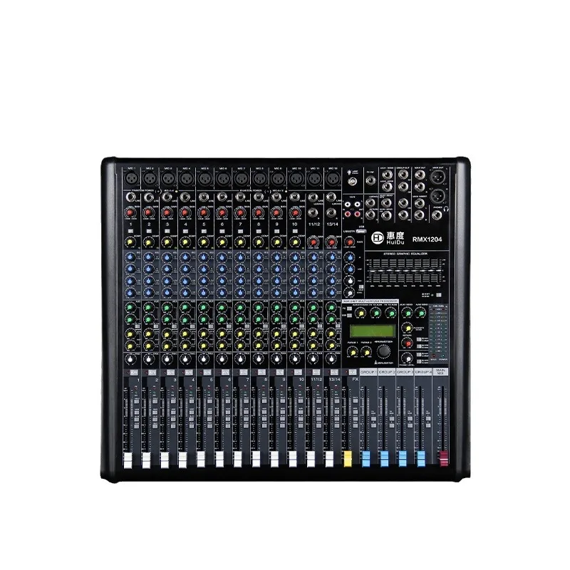 Professional 4-Channel Analog Mixer, Audio Console with 4-Bus Output, Equalizer for Studio and Live Sound