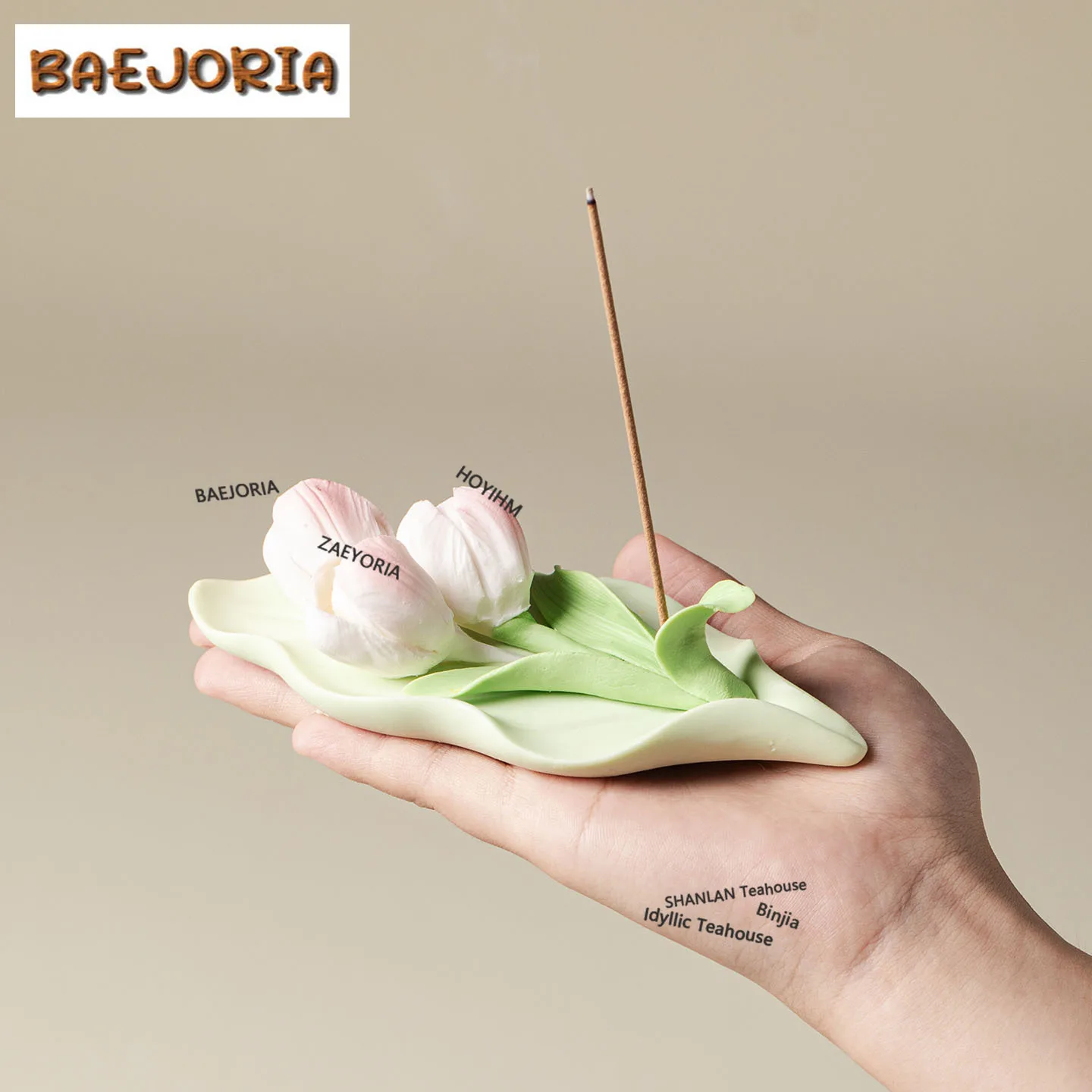 BAEJORIA Hand Pinch Bowl Tulip Incense Holder Incense Smoke Waterfall Incense Burners Consecrate Censer Tableware Ornaments Gift