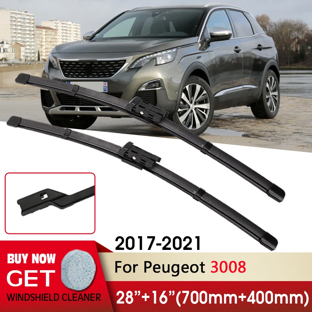 

Car Wiper RHD & LHD Front Wiper Blades 28"+16" For Peugeot 3008 2017-2021 Fit push button Windscreen Wipers Auto Accessories