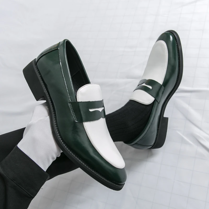 

Fashion Brand Color Blocked Breathable Casual Leather Shoes for Outdoor Spring New Comfortable Soft Soled Open Laughing Loafers