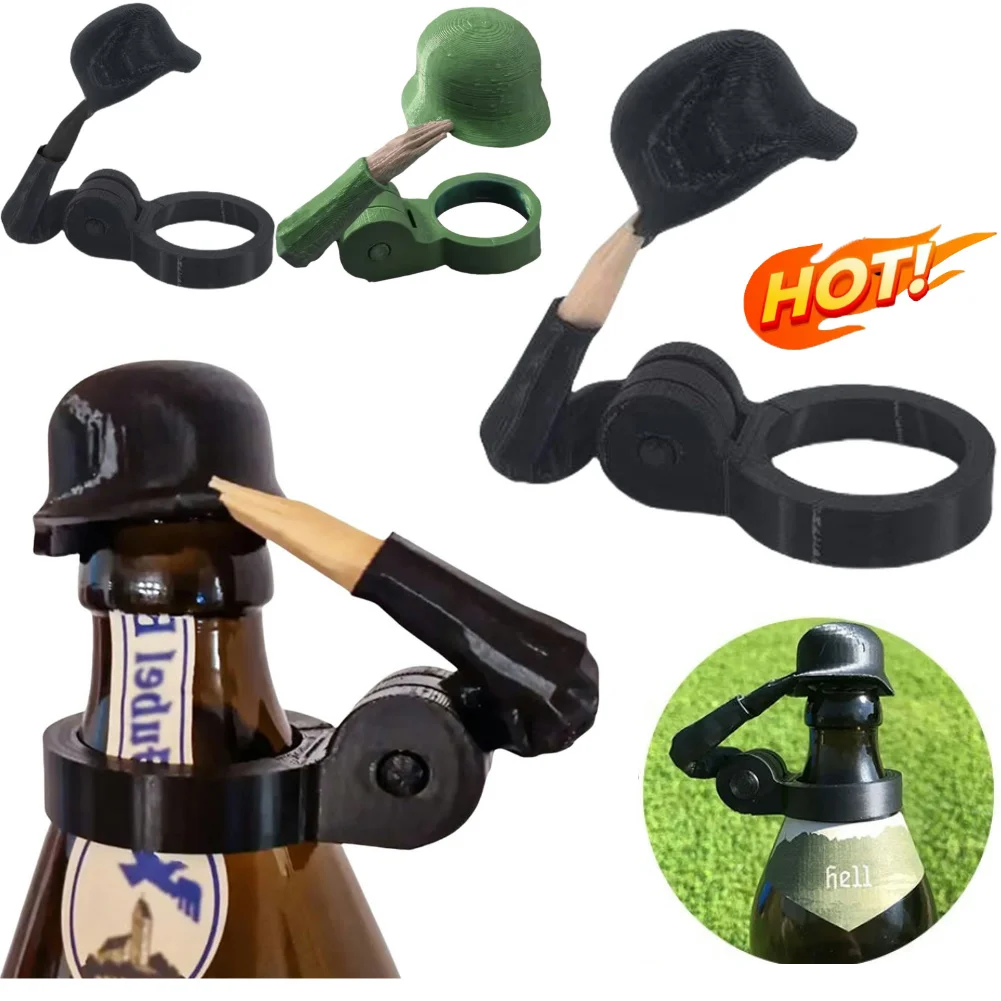 Tapa de botella de soldado, tapa de botella de cerveza creativa reutilizable, tapón de botella de cerveza divertido a prueba de polvo para entusiastas de los veteranos de Bar de fiesta