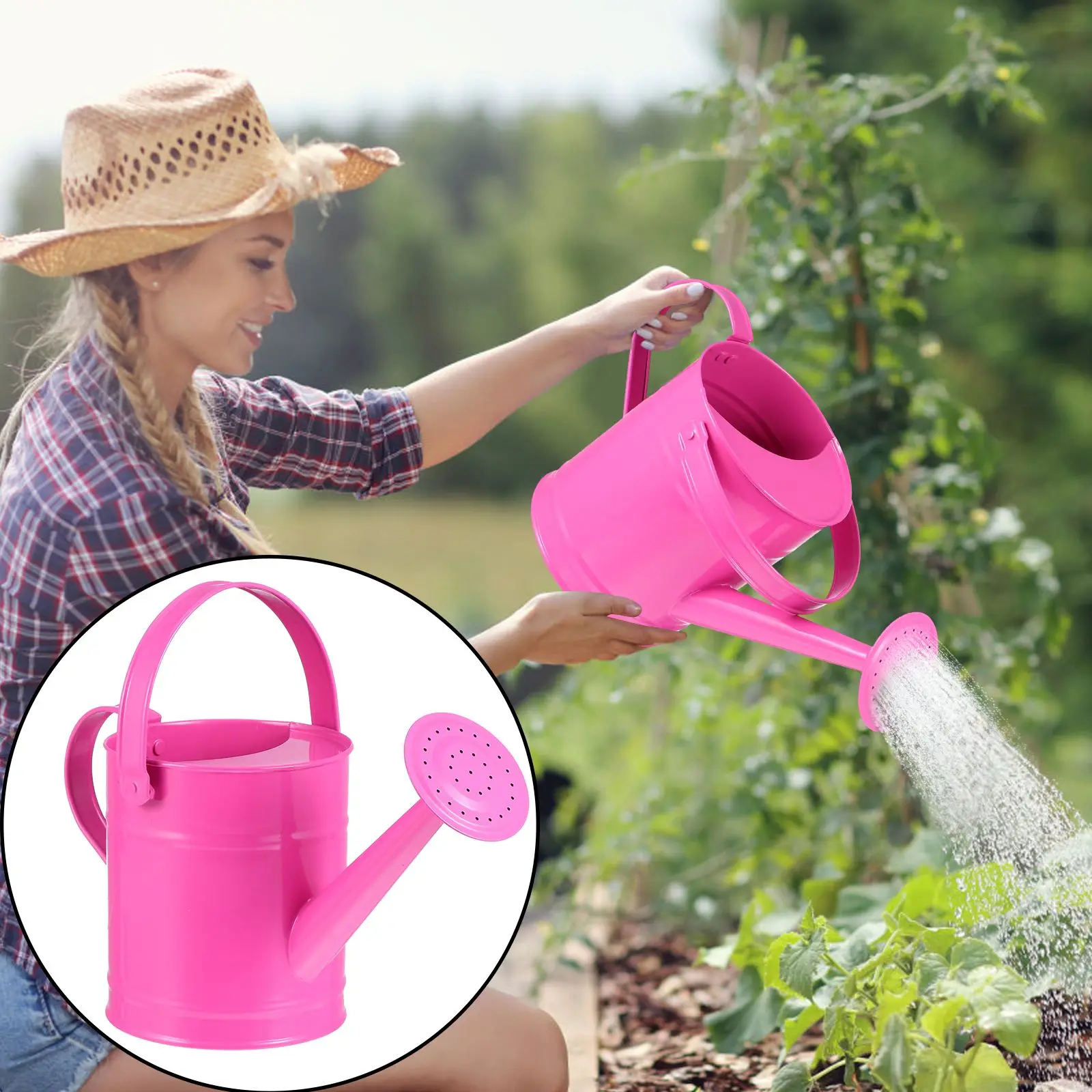 

Iron Watering Can Durable Safe Long Mouth Smooth Pouring Large Capacity Plants Gardening Tool Household Sprayer