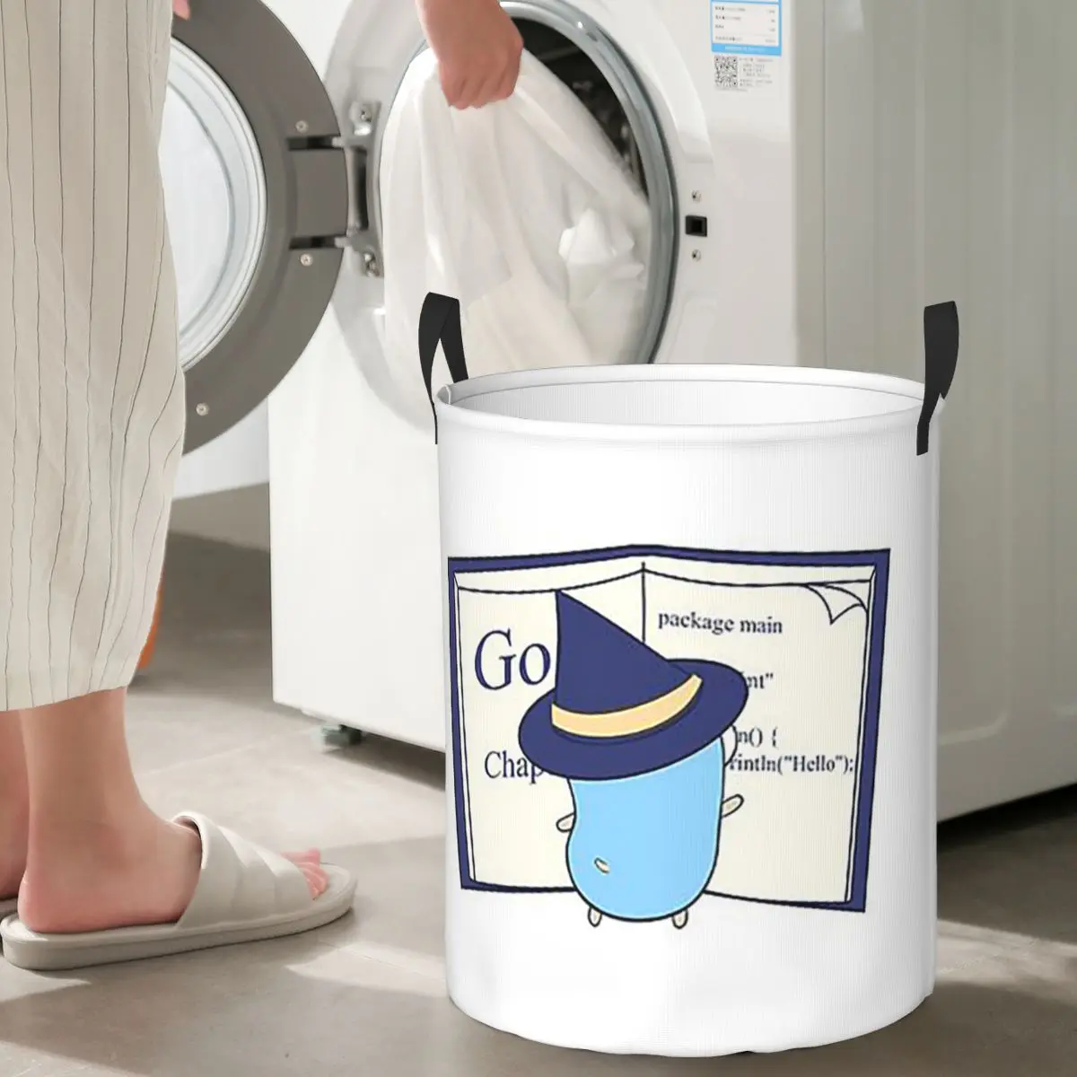 The Go Gopher Golang Witch Learning Folding Laundry Baskets Dirty Clothes Toys Storage Basket Home Organizer Bag