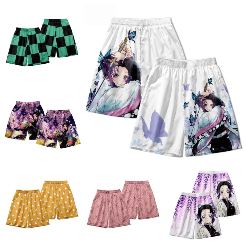 

2026 Аниме-шорты «Клинок, рассекающий демонов» (Убийца демонов) для мужчин, женщин, детей и всей семьи, дышащие, повседневные, спортивные, для сна