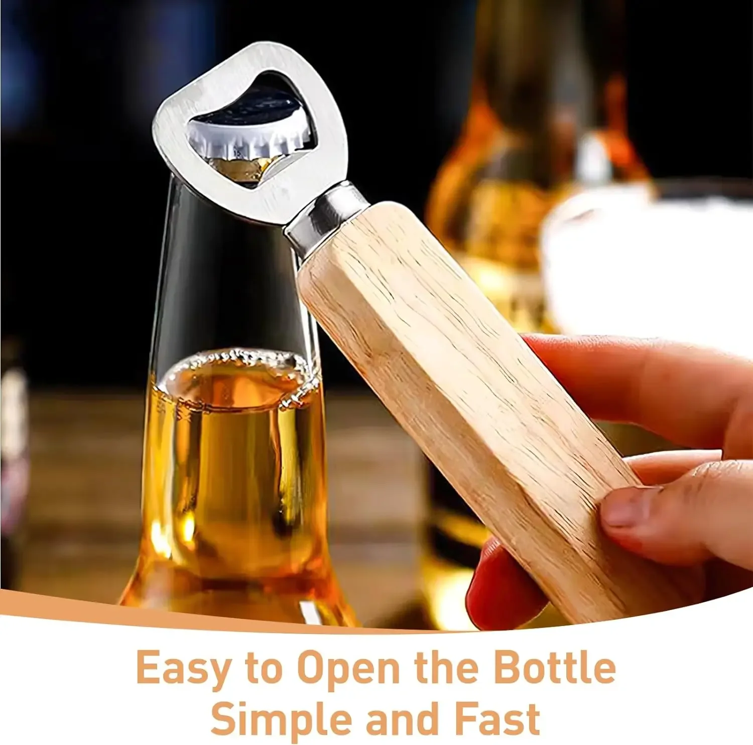 1-20PCS Wooden Bottle Opener Beer Can Opener Household Kitchen Bar Tools for Home Handle Handheld Wine Soda Glass Cap Gadgets