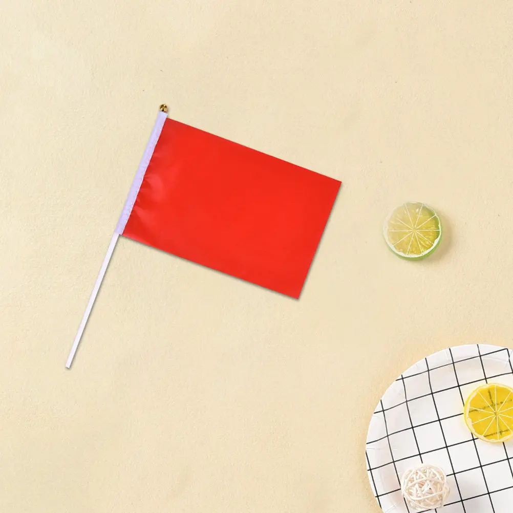 

25 шт. маленьких однотонных полиэстеровых флажков для размахивания в руках, для парадов, торжественных открытий, детских дней рождения, мероприятий, красные