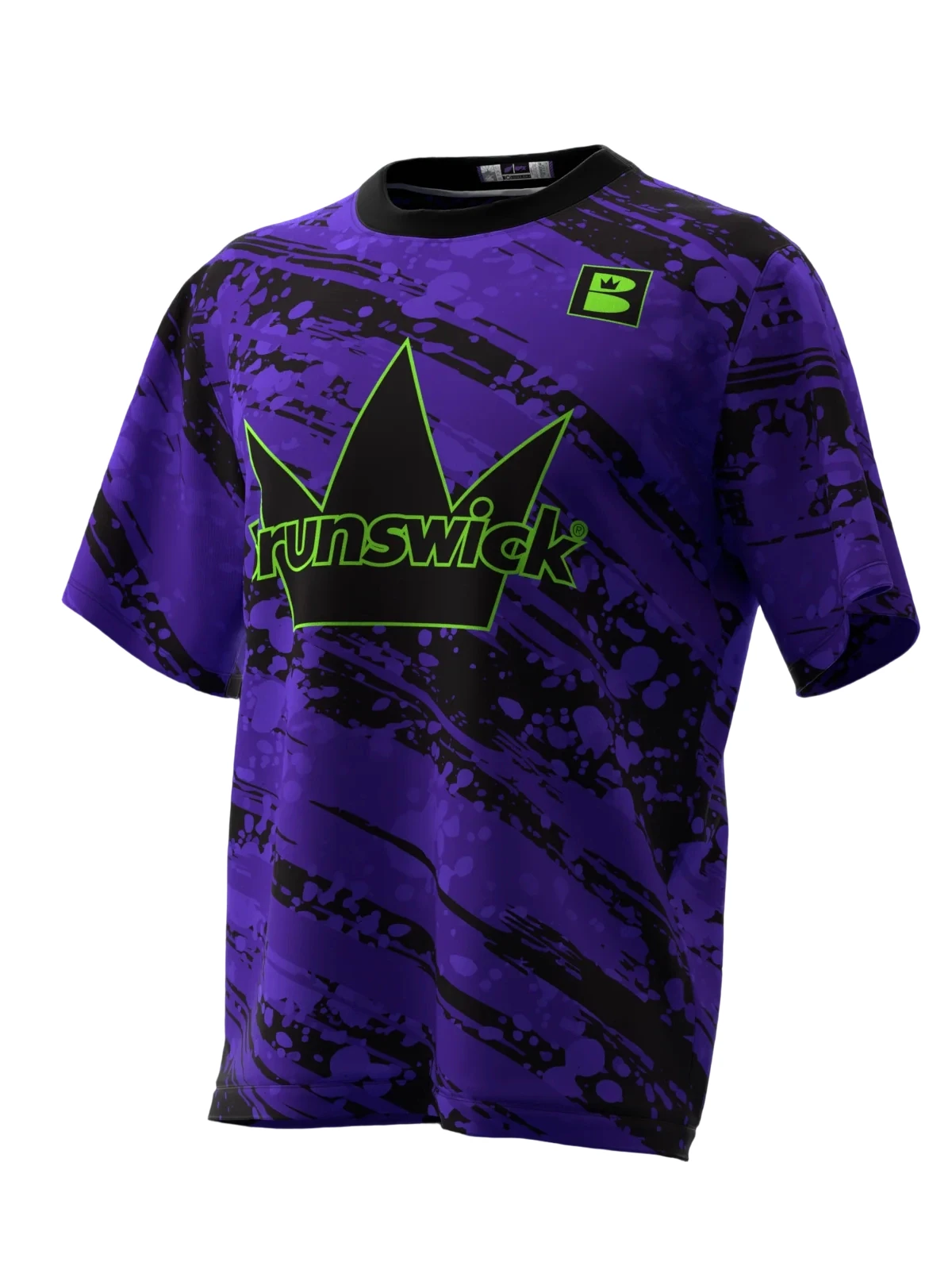 Brush Texture Crown Art Bowling Jersey Short Sleeve, Quick Dry Breathable for Fan Meetup and Sports Theme Gathering