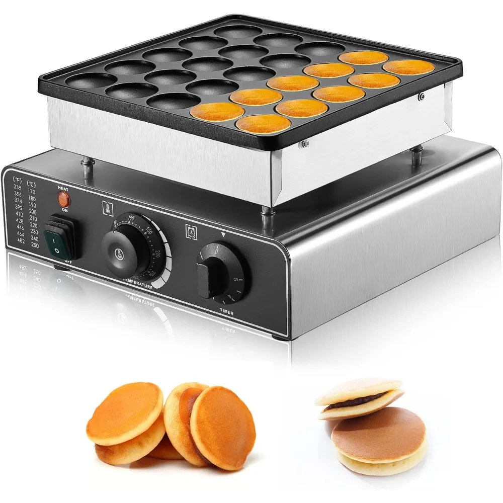 Mini Dutch Pancakes Maker Machine, 25Pcs 850W Commercial Electric Waffle Machine Non-stick Dorayaki Maker