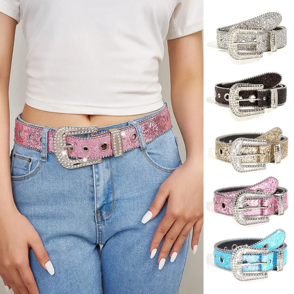 

Rhinestone Women Belt Fashion Full Diamonds Versatile Accessories Waistband Senior Luxury Style Clothing Student Gothic Bel Z9R2