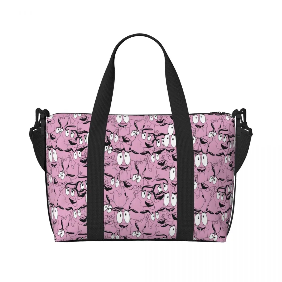 

Изготовленная на заказ сумка-тоут C-Courage The Cowardly Dog, женская большая вместительная дорожная сумка на плечо с рисунком собаки, пляжный спортзал