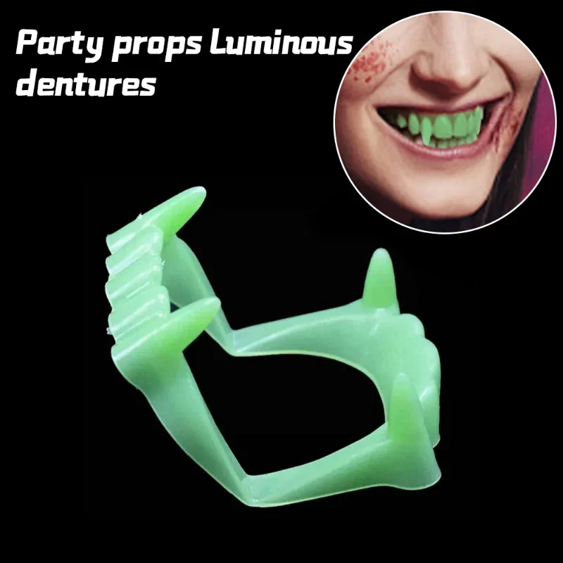 1/10 pçs halloween vampiro dentadura luminosa dentes falsos vestir-se adereços horror zumbi dentes grim reaper cintas brilho fontes de festa