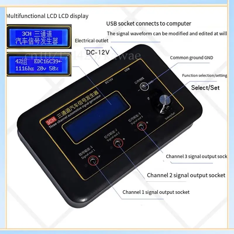 

-A16I AM-3CH Three Channel Automobile Signal Generator Crankshaft Camshaft Sensor Simulator Car ECU Computers Tester US Plug Dur