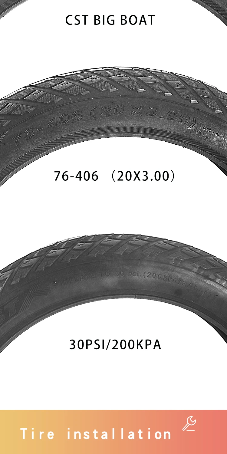 CST 20 zoll 20X3,00 Fett Reifen Schnee Strand Fahrrad Reifen 20*3,00 76-406 Elektrische Schneemobil MTB Fahrrad Anti-Slip Fett Reifen – Detail 2