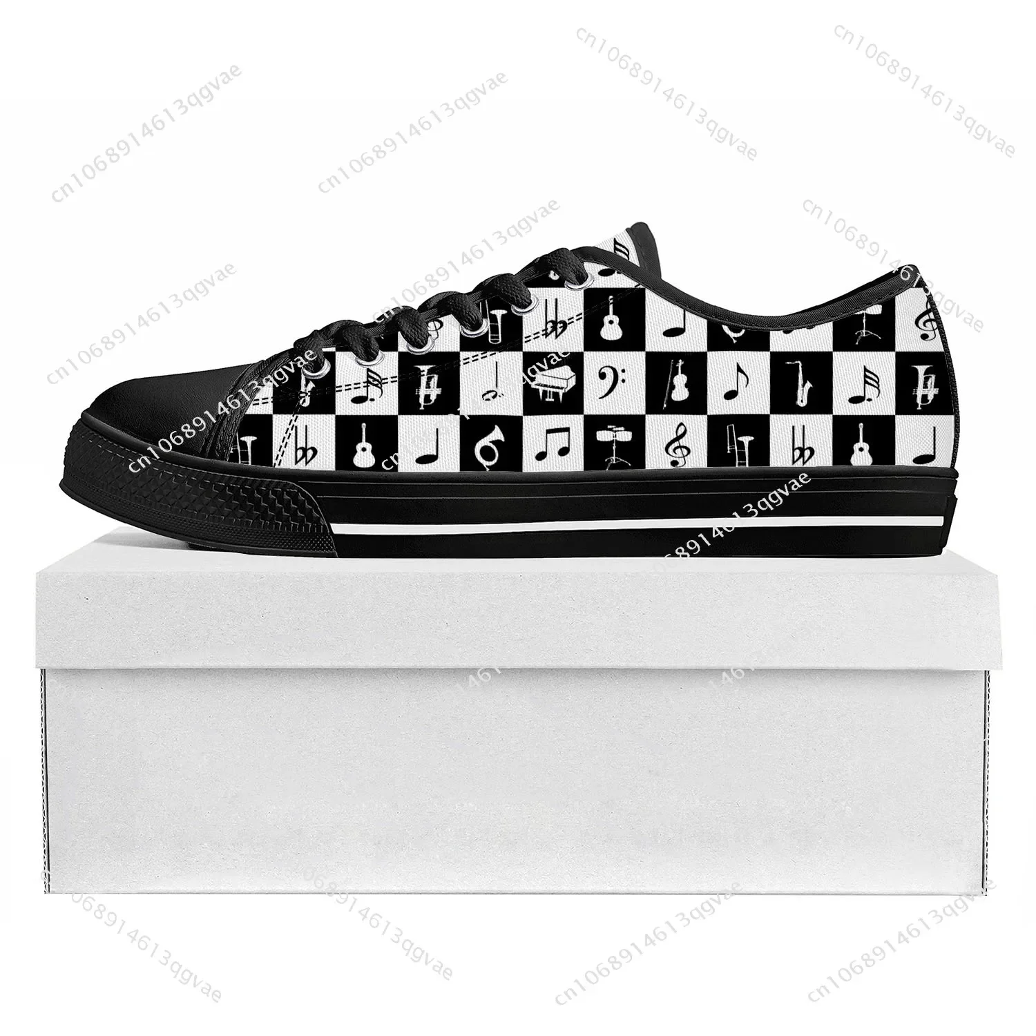 Musical Notes Cartoon Pattern Low Top High Quality Sneakers Mens Womens Teenager Canvas Sneaker Casual Couple Shoes Custom Shoe