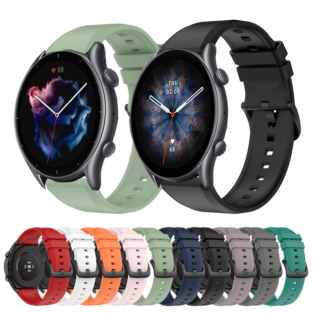 

Ремешок силиконовый для смарт-часов Huami Amazfit GTR 3 Pro, спортивный браслет для Amazfit Pace/Stratos 2 2S 3/GTR 4 2 2E/47 мм