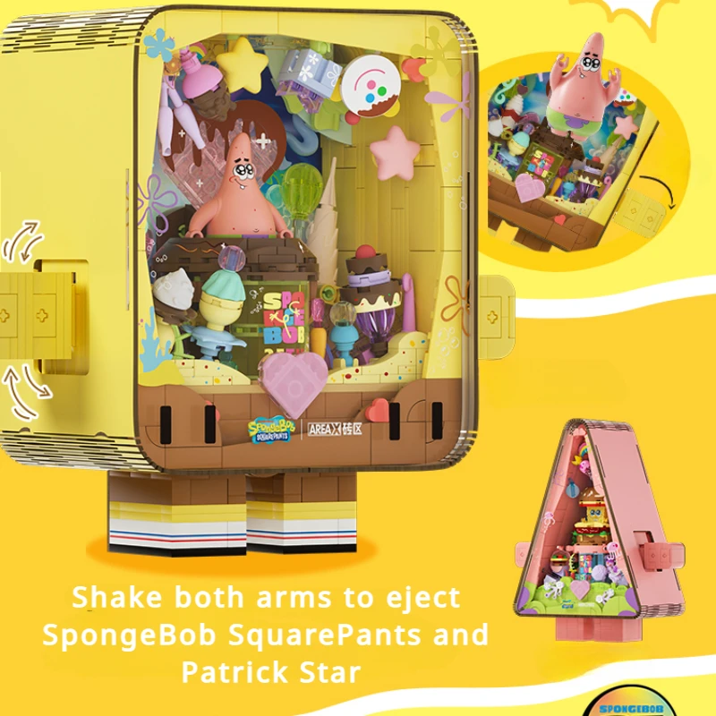 Bloques de construcción de Bob Esponja para niños, juguete de ladrillos para armar Bob Esponja, con forma de estrella de Patricio, ideal para regalo, AREA-X en caja