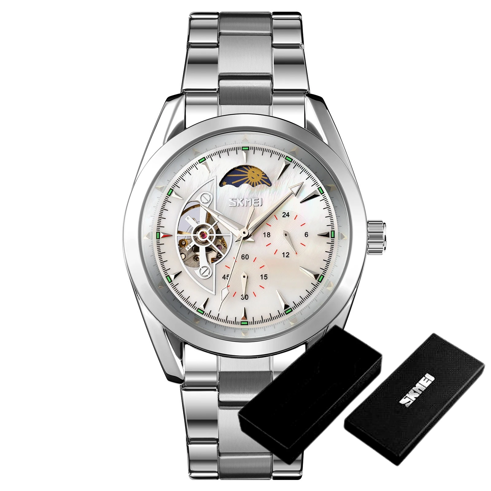 Men's Tourbillon Automatic Mechanical Watch, Moon Phase