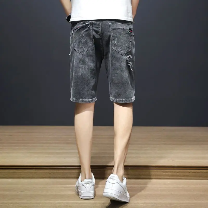 Short En Jean Homme Large Taille – Coupe Décontractée Cargo Denim Déchiré Avec Poches, Style Streetwear Estival