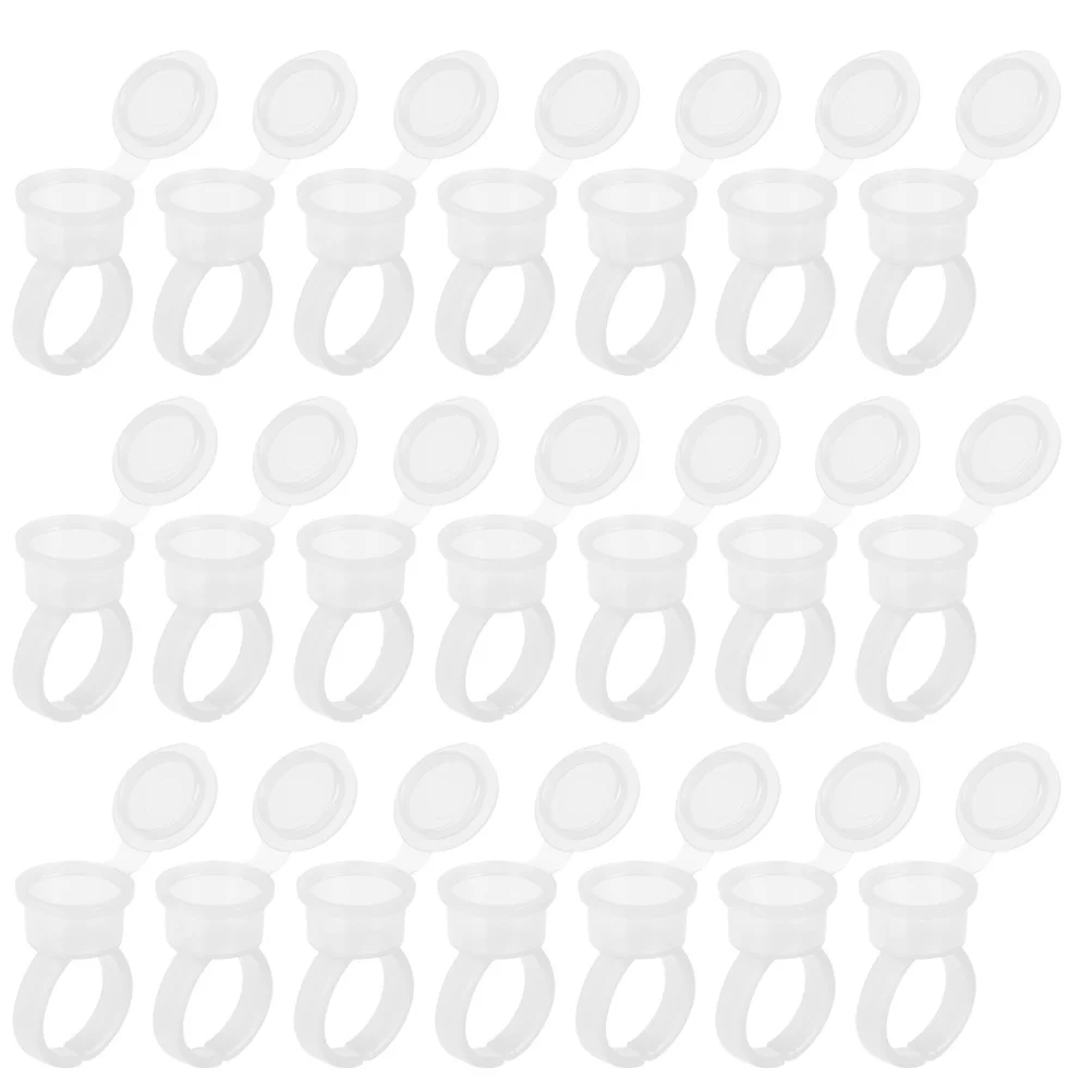 

50 шт., чашки с пигментными кольцами, пластиковые кольца на палец для наращивания ресниц, держатель для чернил для микроблейдинга, аксессуары для татуировок, кольцо с пигментной крышкой
