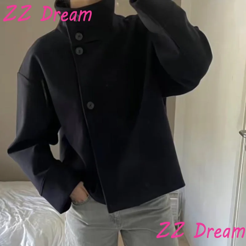 

Vintage Stand Collar Short Jacket For Women Long Sleeve Single Breasted Short Coat 2025 Autumn Chic Lady Streetwear Outerwears