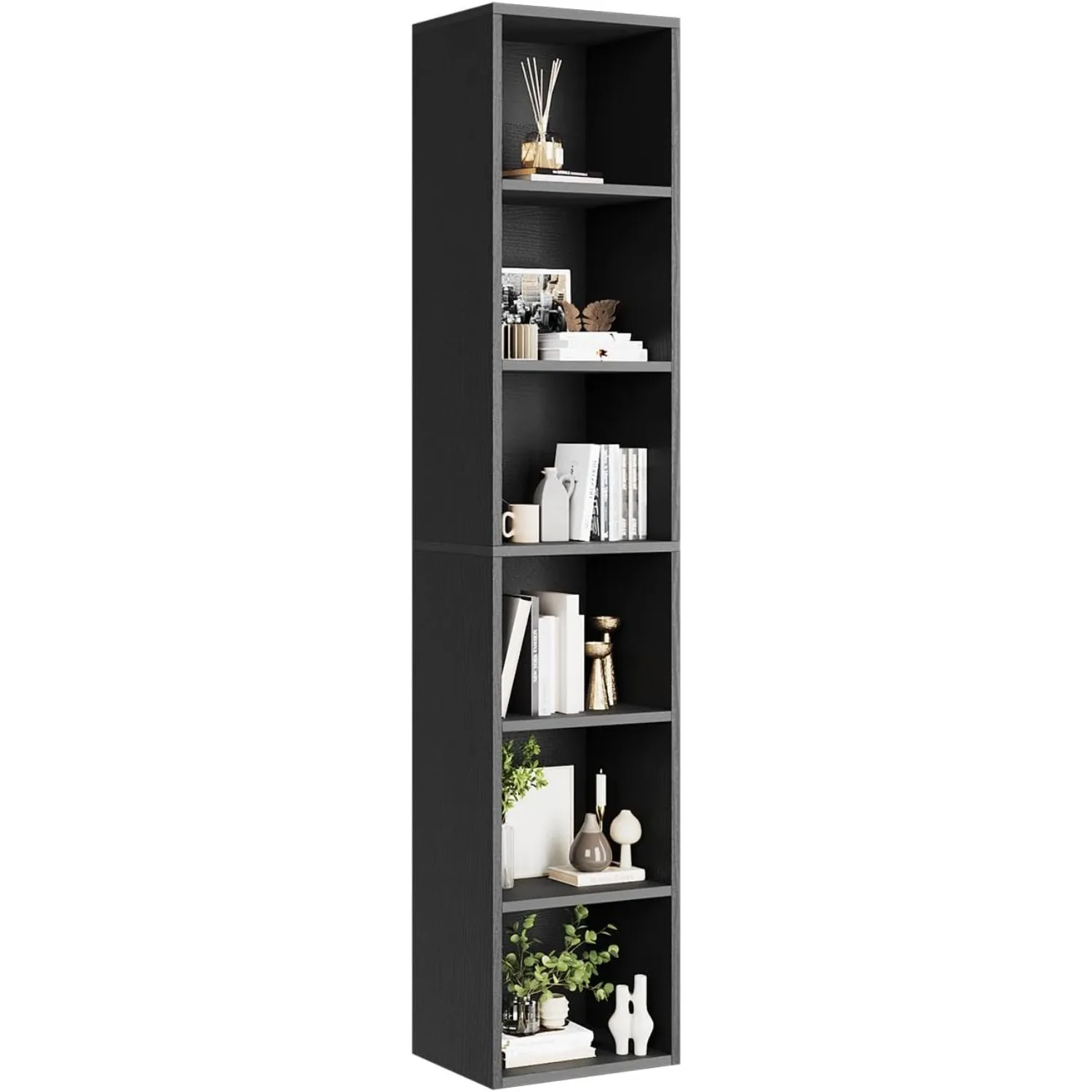 

71.5-inch high narrow bookshelf, 6-story cube display rack, home office CD storage cabinet (1 pack of black, 6-story)