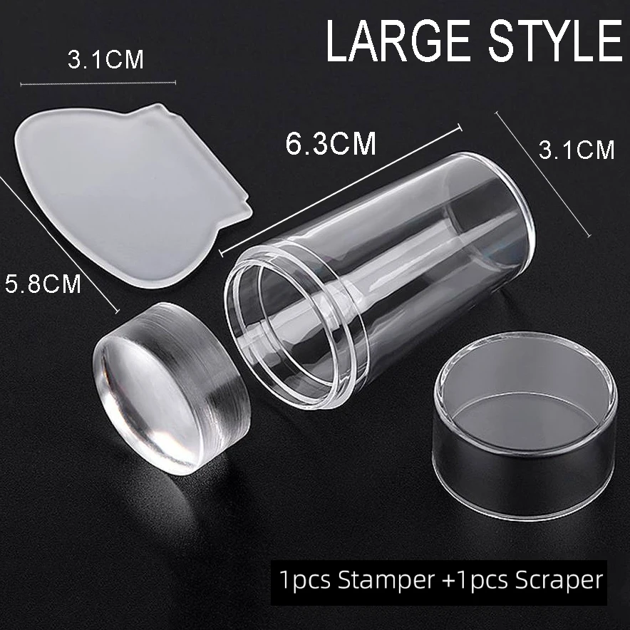 Nail Stamper Jelly Silicone Printing Nail Polish Stamping French Tip Nail Stamp Template with Scraper Manicure Stencil Tools