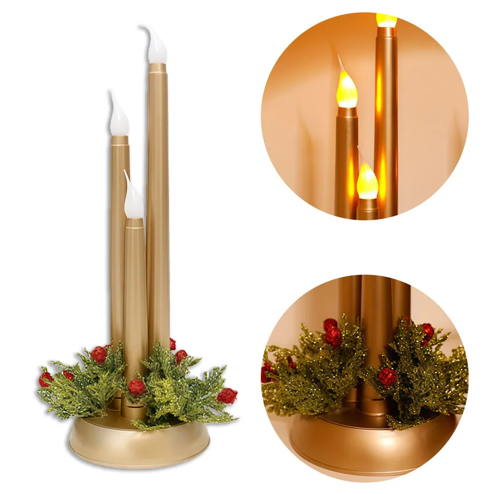 حوامل شموع عيد الميلاد، حامل شمع على الطاولة، حامل شموع LED لتزيين المزرعة، قطعة مركزية لإكليل المنزل لديكور الحفلات #6
