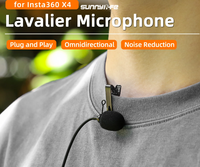 Sunnylife Lavalier Microphone For Insta360 X4 Accessories Panoramic Sports Camera Recording Mic TypeC Interface Light Collar