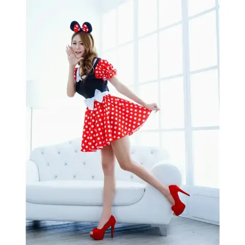 Disney Anime Cartoon Minnie Dress Women Birthday Halloween Party Adult Cosplay Costumes Dance Ball Dresses Ladies Christmas Gift
