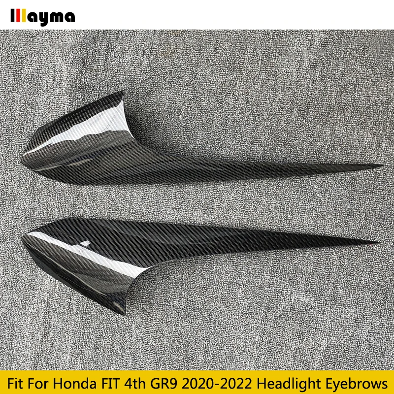 Carbon Fiber Car Headlight Cover Eyebrows For Honda FIT 4th GR9 2020 2021 2022 Front Lamp Decorative Sticker Eyelids 2Pcs