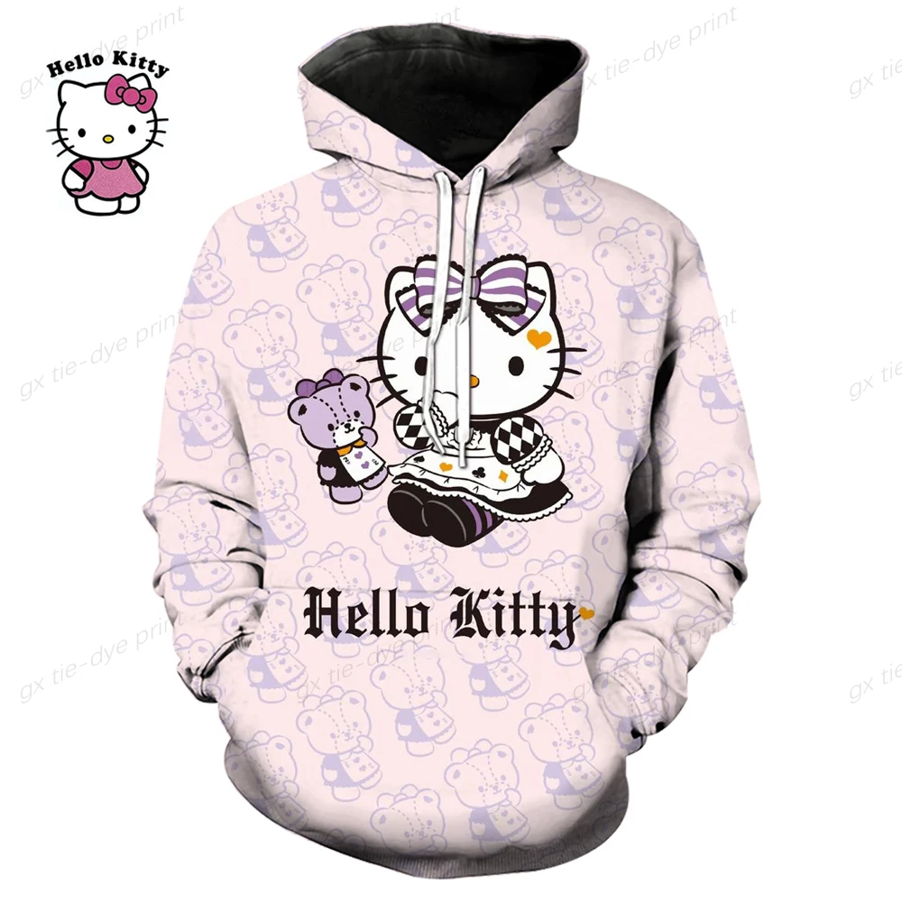 

Hello Kitty Kids Hoodie, New Cartoon 3d Print Sweatshirt, Streetwear For Fashion Casual Cartoon Tops Women's Clothing Hoodie