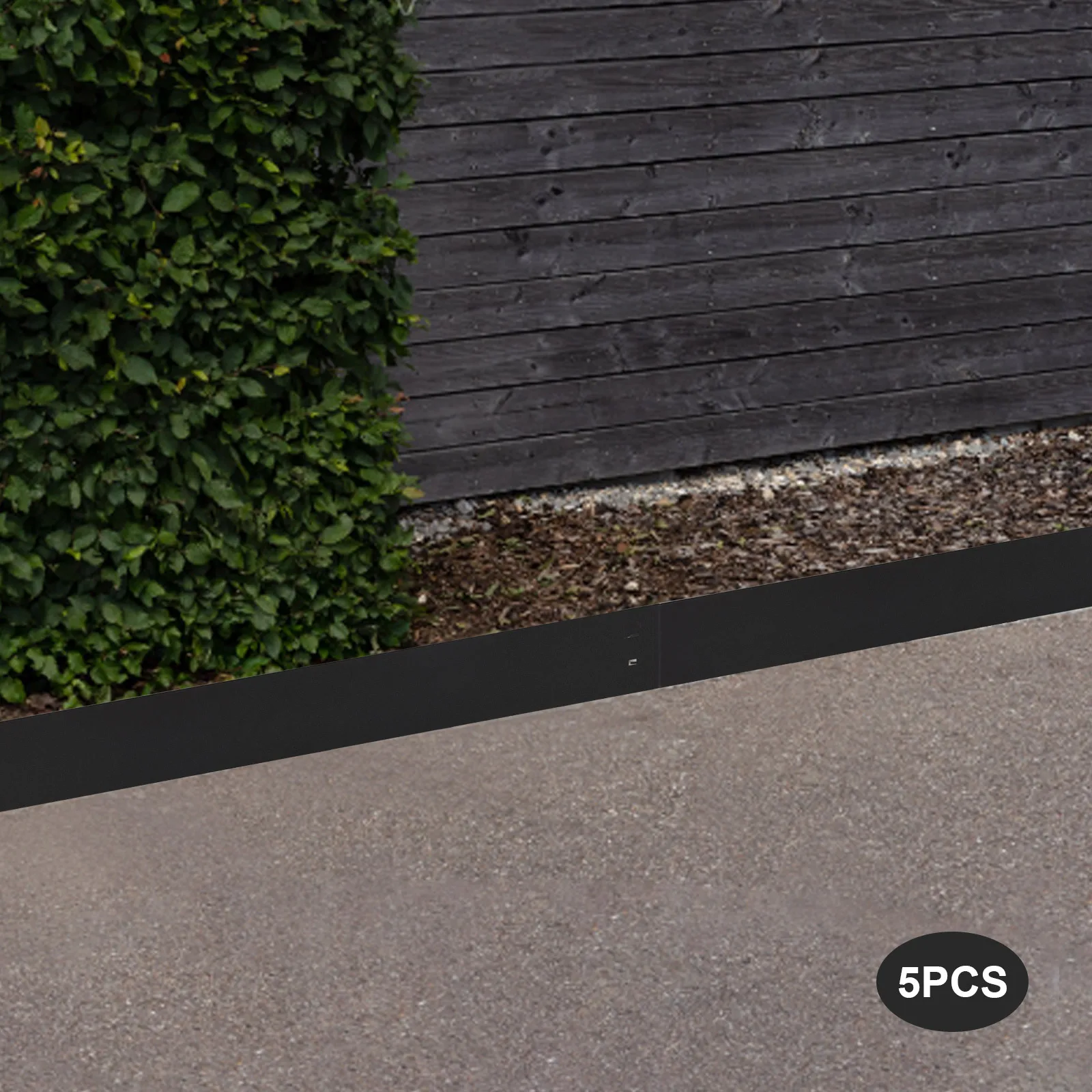 5-Pack 39" Steel Lawn Edging - 5" High Black Landscape Border | Flexible & Heavy Duty, No Dig Needed