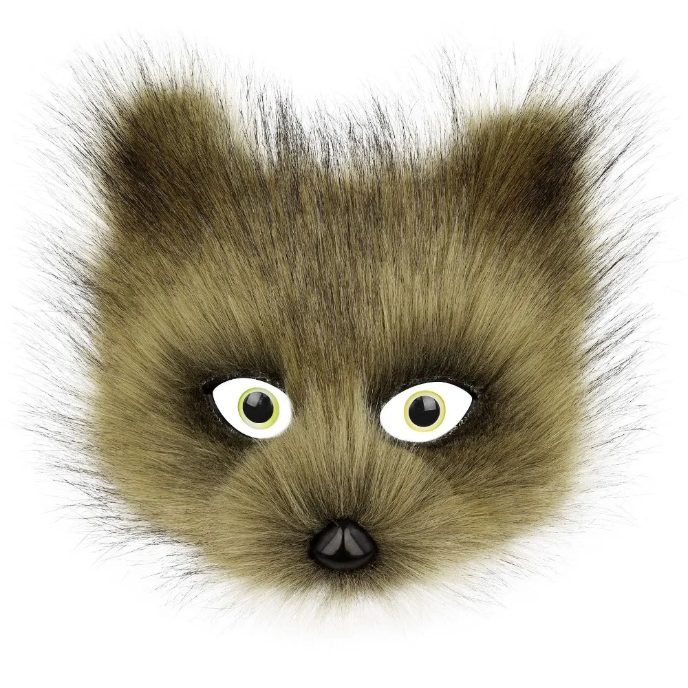 Medieval Viking Plush Animal Fox Wolf Mask Plush Cat Half Face Masks Halloween Party Cosplay Costumes Props Accessories